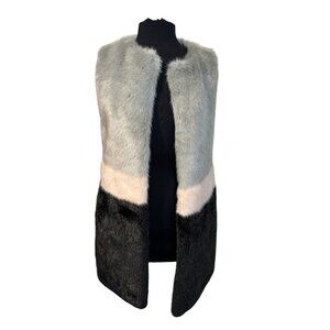 Molliolli Eco-Fur Colorblock Long Vest – Women’s Size Small (EUR‎ 36)